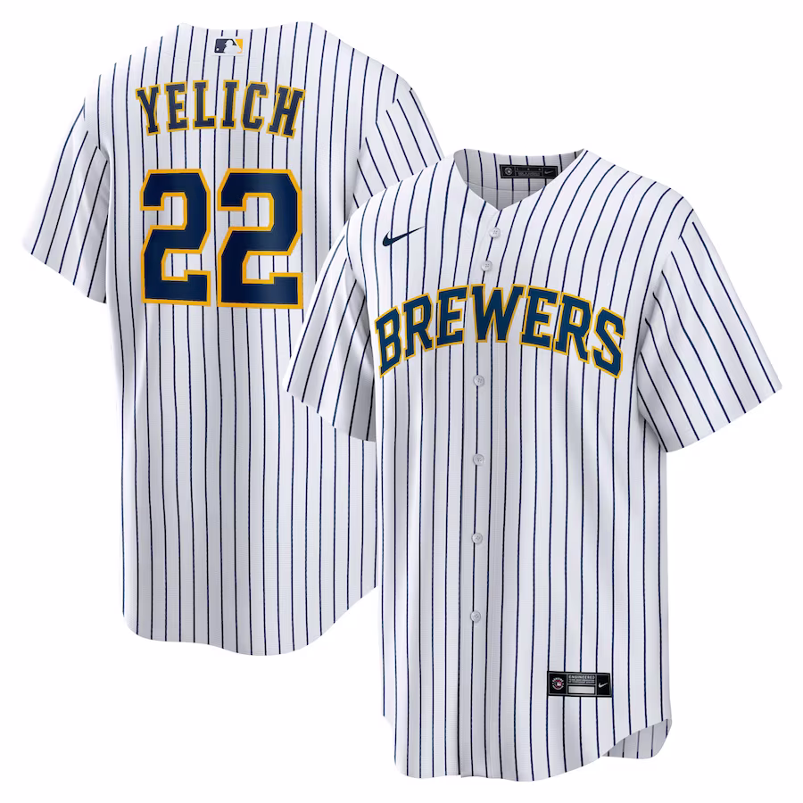 Men's Milwaukee Brewers Christian Yelich Nike White Alternate Replica Player Jersey - Puhuasuan
