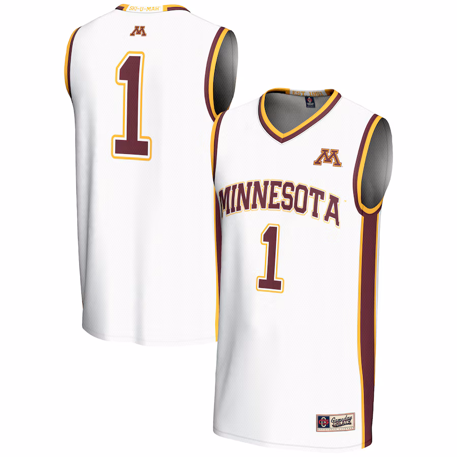 Male GameDay Greats #1  White Minnesota Golden Gophers  Lightweight Basketball Jersey - Puhuasuan