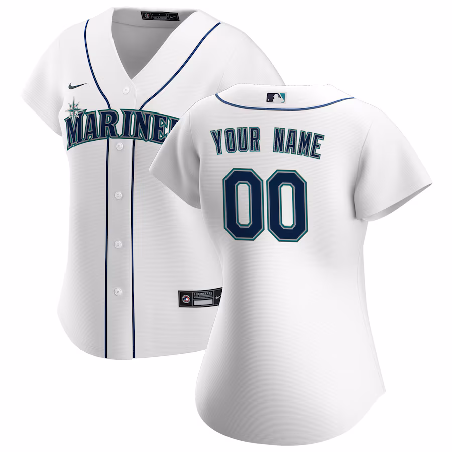 Women's Seattle Mariners Nike White Home Replica Custom Jersey - Puhuasuan