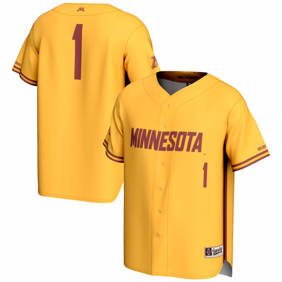 Unisex GameDay Greats #1 Gold Minnesota Golden Gophers Lightweight Baseball Jersey - Puhuasuan