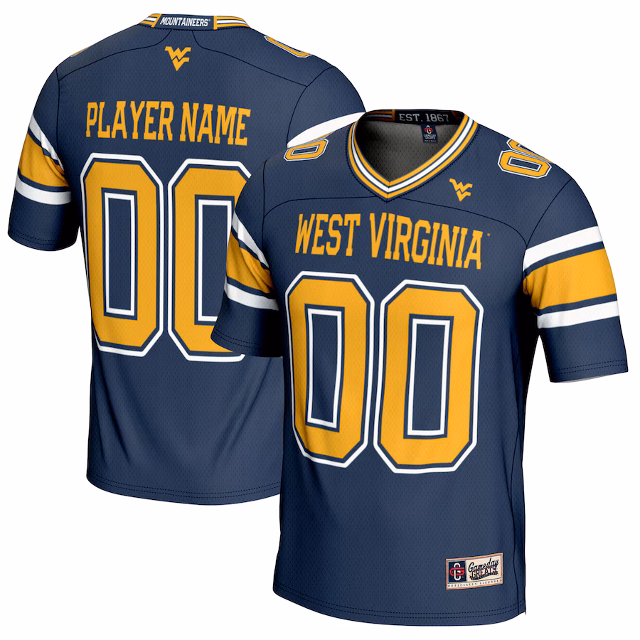 West Virginia Mountaineers GameDay Greats NIL Pick-A-Player Football Jersey - Navy - Puhuasuan