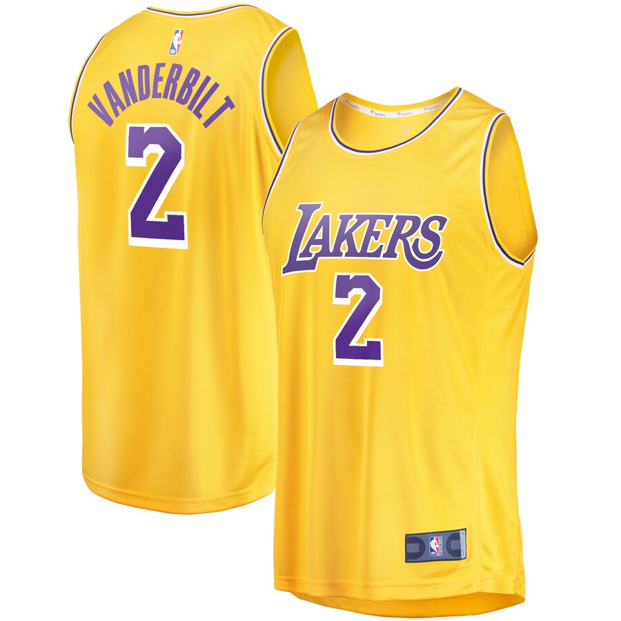 Men's Los Angeles Lakers Jarred Vanderbilt Fanatics Gold Fast Break Player Jersey - Icon Edition - Puhuasuan