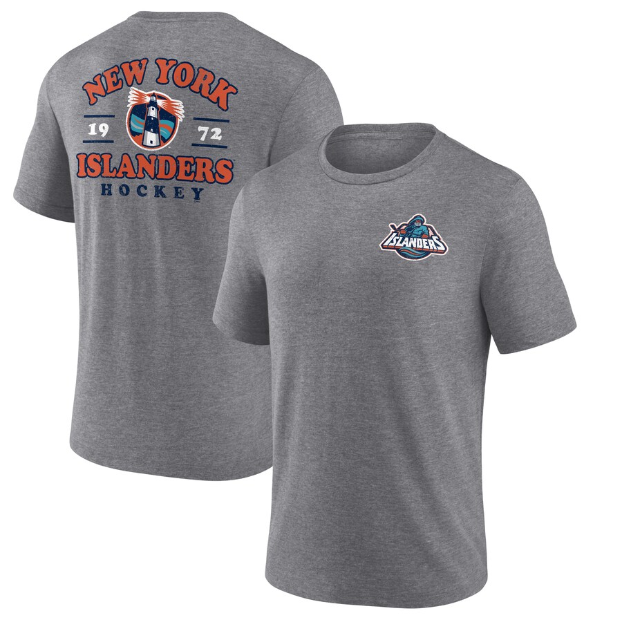 Men's New York Islanders Heather Gray Winger Tri-Blend T-Shirt - Puhuasuan