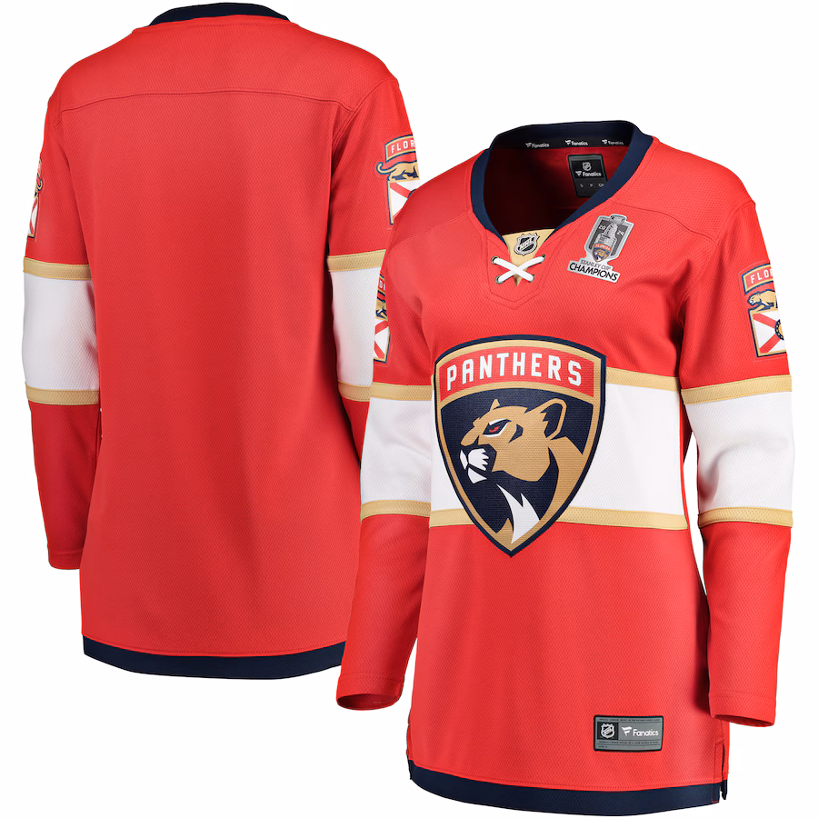 Women's Florida Panthers Fanatics Red Home 2024 Stanley Cup Champions Breakaway Jersey - Puhuasuan