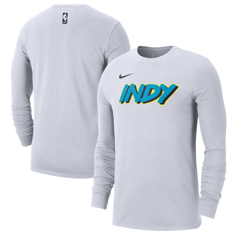 Men's Indiana Pacers Nike White 2024/25 City Edition Essential Logo Long Sleeve T-Shirt - Puhuasuan