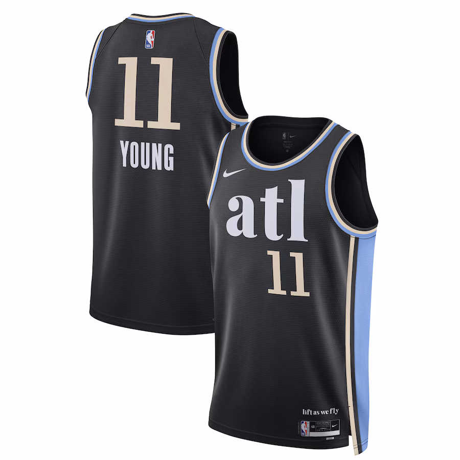Unisex Atlanta Hawks Trae Young Nike Black 2023/24 Swingman Jersey - City Edition - Puhuasuan