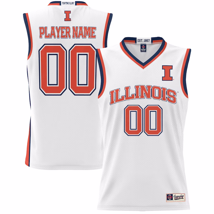 Illinois Fighting Illini GameDay Greats Unisex  Lightweight NIL Pick-A-Player Basketball Jersey - White - Puhuasuan