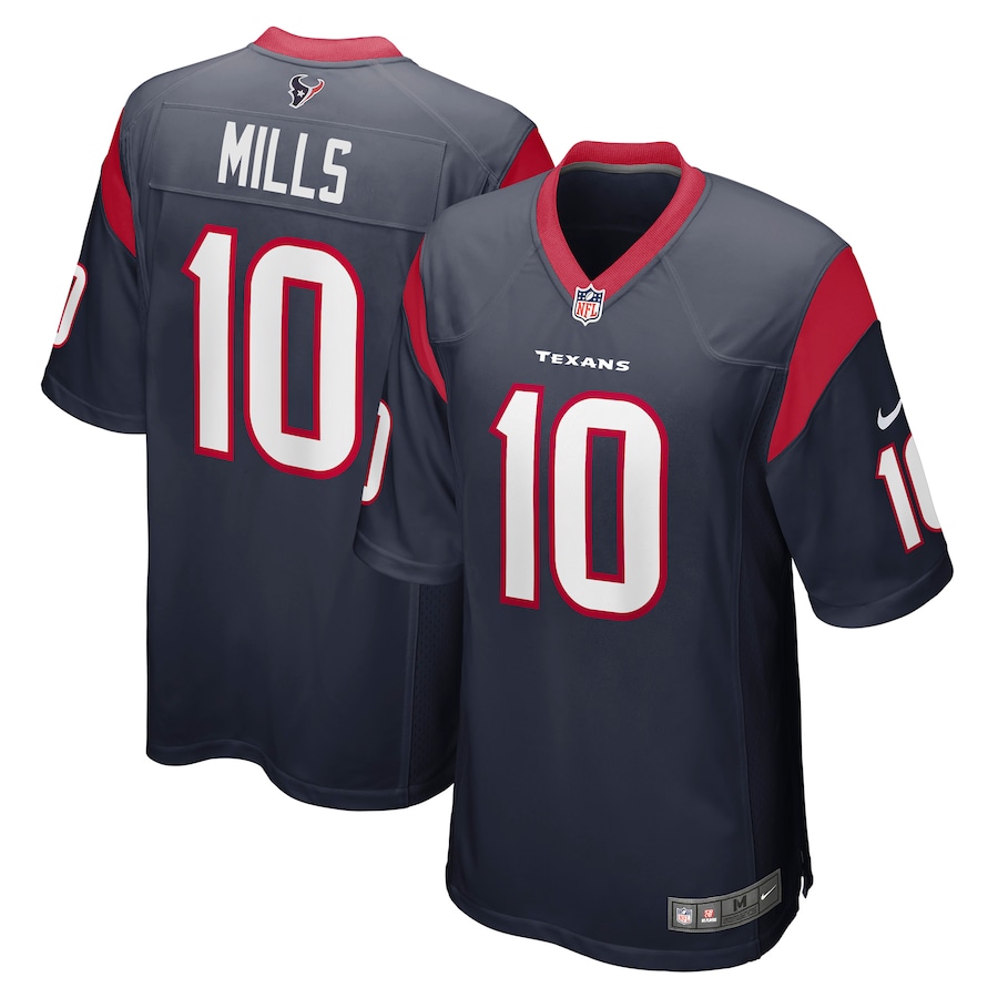 Men's Houston Texans Davis Mills Nike Navy Player Game Jersey - Puhuasuan