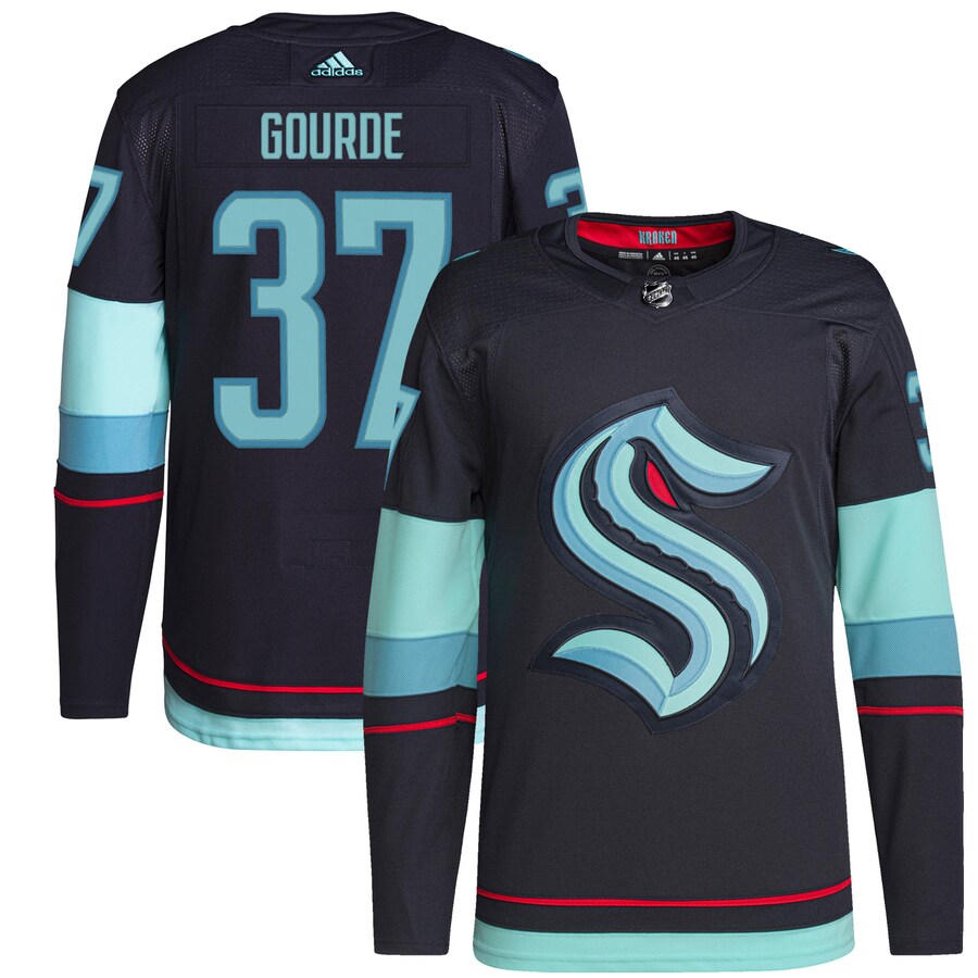 Men's Seattle Kraken Yanni Gourde adidas Navy Home Authentic Primegreen Player Jersey - Puhuasuan