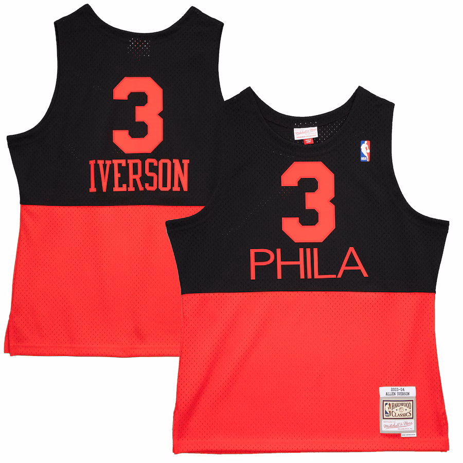 Men's Philadelphia 76ers Allen Iverson Mitchell & Ness Black 2003/04 Hardwood Classics Reload 2.0 Swingman Jersey - Puhuasuan