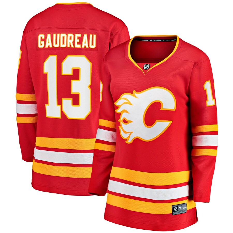 Women's Calgary Flames Johnny Gaudreau Fanatics Branded Red 2020/21 Home Premier Breakaway Player Jersey - Puhuasuan