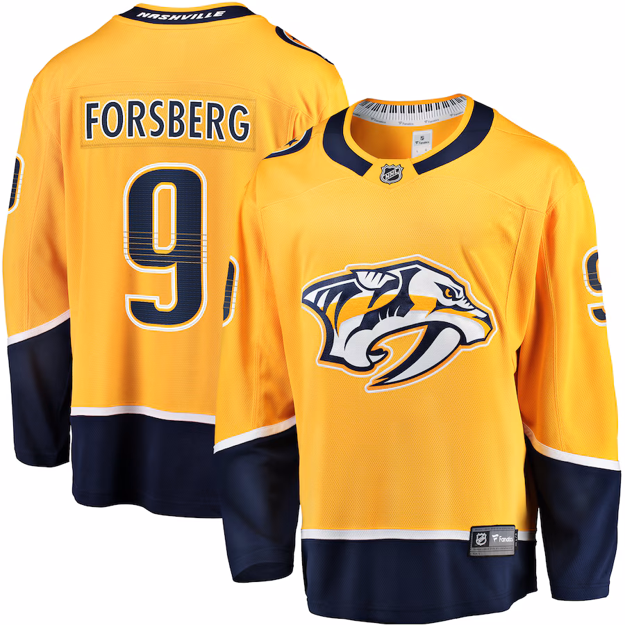 Men's Nashville Predators Filip Forsberg Fanatics Gold Home Breakaway Jersey - Puhuasuan