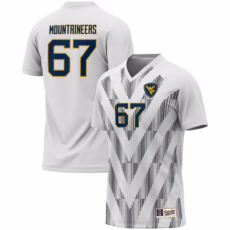 #67 West Virginia Mountaineers GameDay Greats Youth Lightweight Women's Soccer Fashion Jersey - White - Puhuasuan