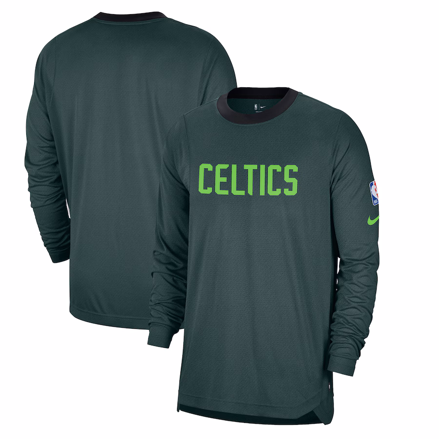Men's Boston Celtics Nike Green 2024/25 City Edition Authentic Pregame Performance Long Sleeve Shooting T-Shirt - Puhuasuan