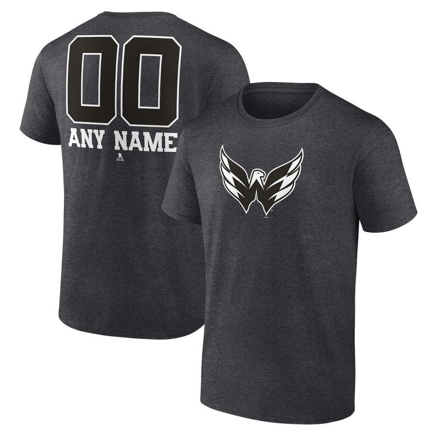 Men's Washington Capitals Charcoal Monochrome Personalized Name & Number T-Shirt - Puhuasuan