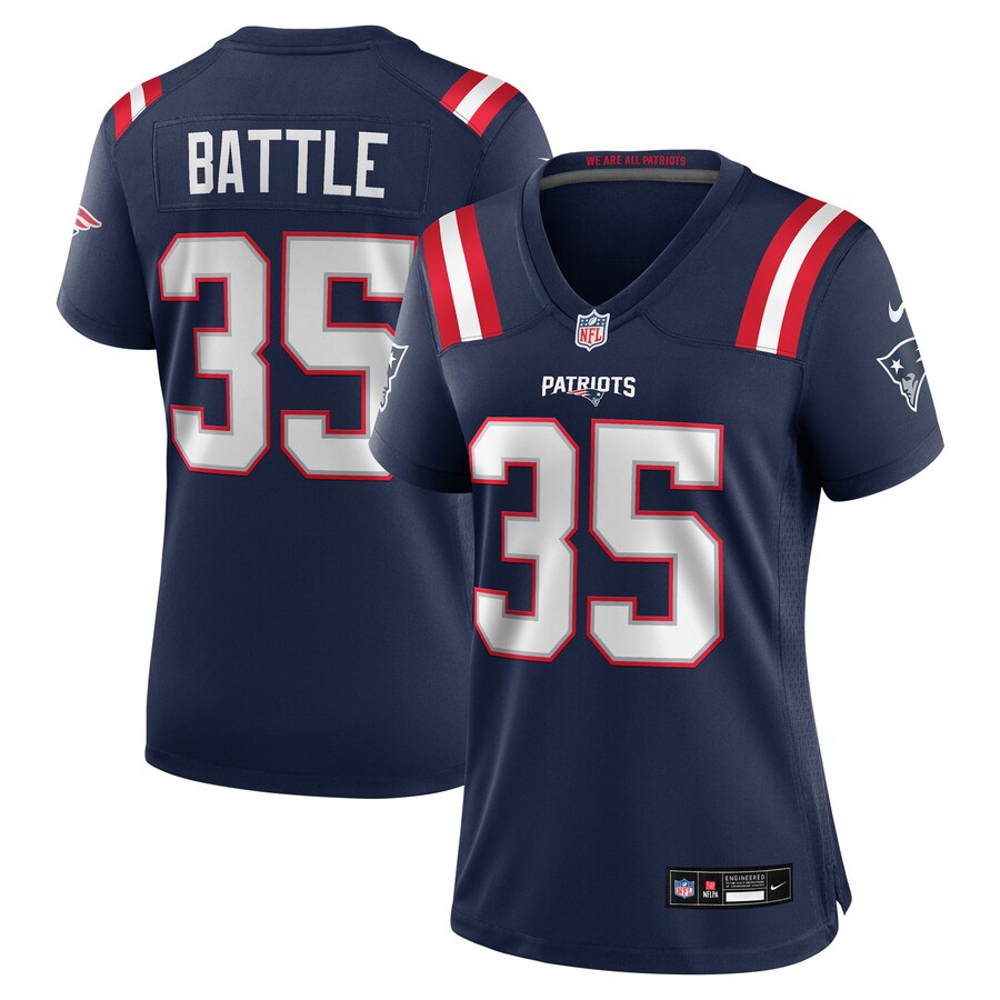 Women's New England Patriots Miles Battle Nike Navy Game Jersey - Puhuasuan