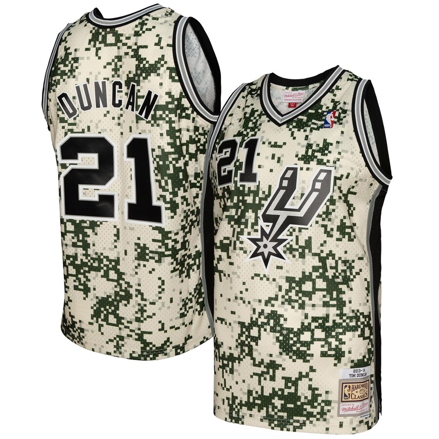Men's San Antonio Spurs Tim Duncan Mitchell & Ness Camo 2013/14 Swingman Jersey - Puhuasuan
