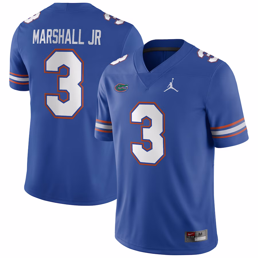 Jason Marshall Jr. Florida Gators Nike NIL Football Game Jersey - Royal - Puhuasuan