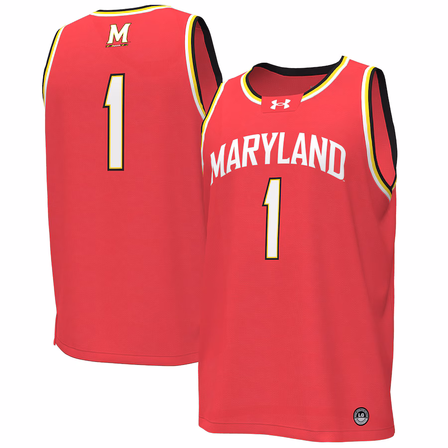 Men's Under Armour #1 Red Maryland Terrapins Replica Basketball Jersey - Puhuasuan