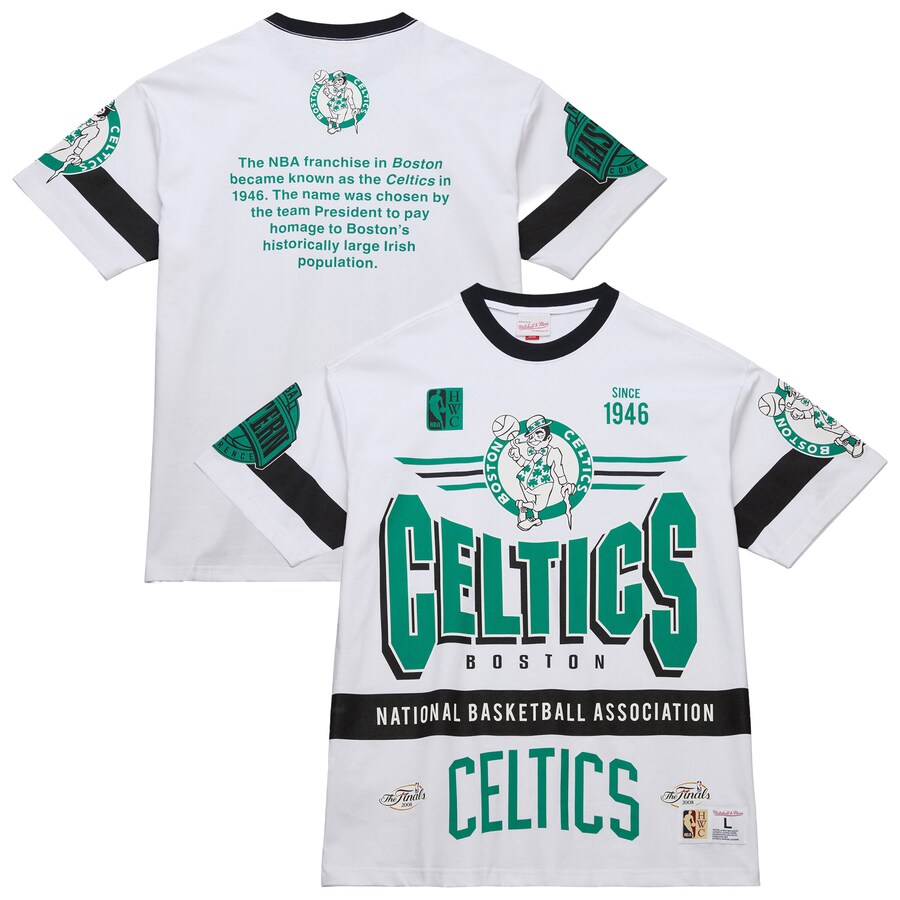 Unisex Boston Celtics  Mitchell & Ness White Hardwood Classics Vintage Team Origins Premium T-Shirt - Puhuasuan