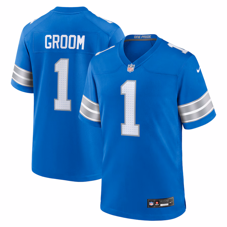 Men's Detroit Lions Number 1 Groom Nike Blue Game Jersey - Puhuasuan