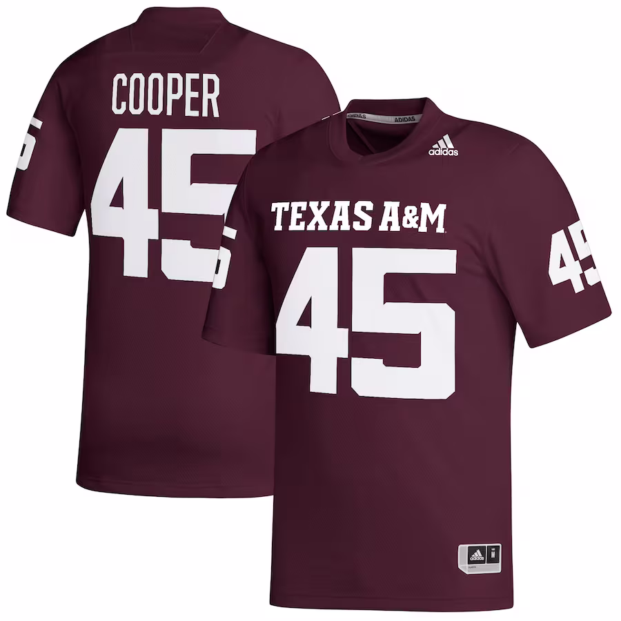 Edgerrin Cooper Texas A&M Aggies adidas NIL Replica Football Jersey - Maroon - Puhuasuan