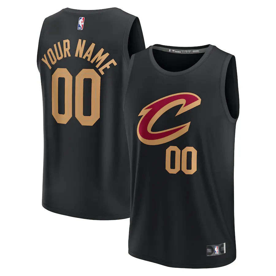 Youth Cleveland Cavaliers  Fanatics Black Fast Break Replica Custom Jersey - Statement Edition - Puhuasuan