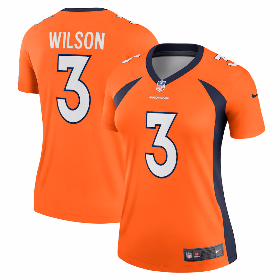 Women's Denver Broncos Russell Wilson Nike Orange Team Legend Player Performance Top - Puhuasuan