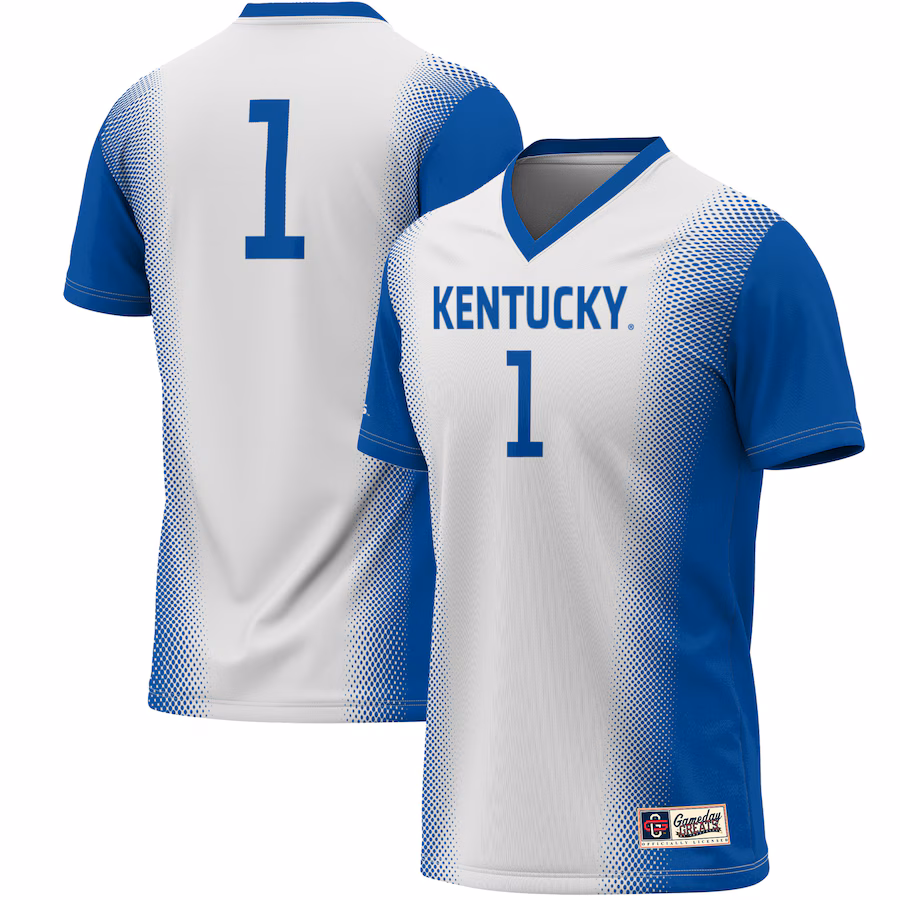 #1 Kentucky Wildcats GameDay Greats Youth Women's Soccer Lightweight Fashion Jersey - White - Puhuasuan