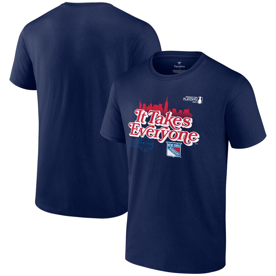 Men's New York Rangers Fanatics Navy 2024 Stanley Cup Playoffs Slogan T-Shirt - Puhuasuan