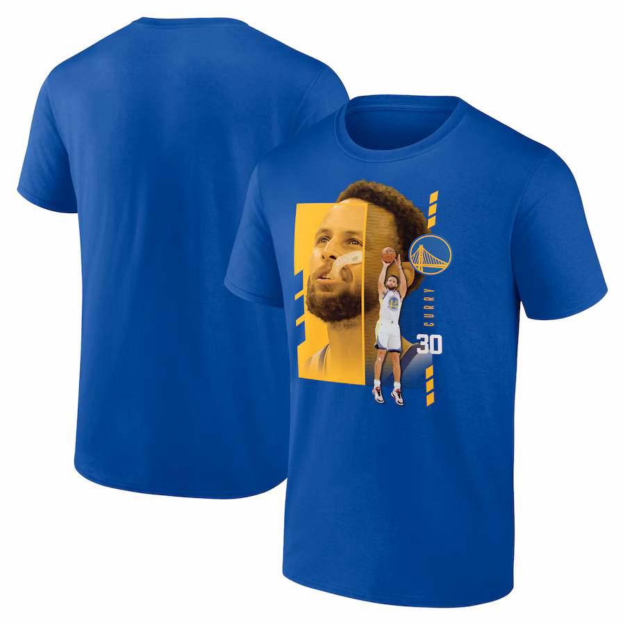 Men's Golden State Warriors Stephen Curry Royal Player Name & Number Jump Pass T-shirt - Puhuasuan