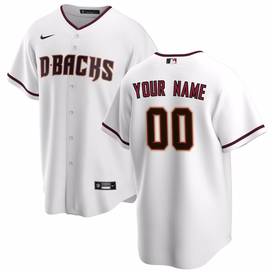 Men's Arizona Diamondbacks Nike White Home Replica Custom Jersey - Puhuasuan