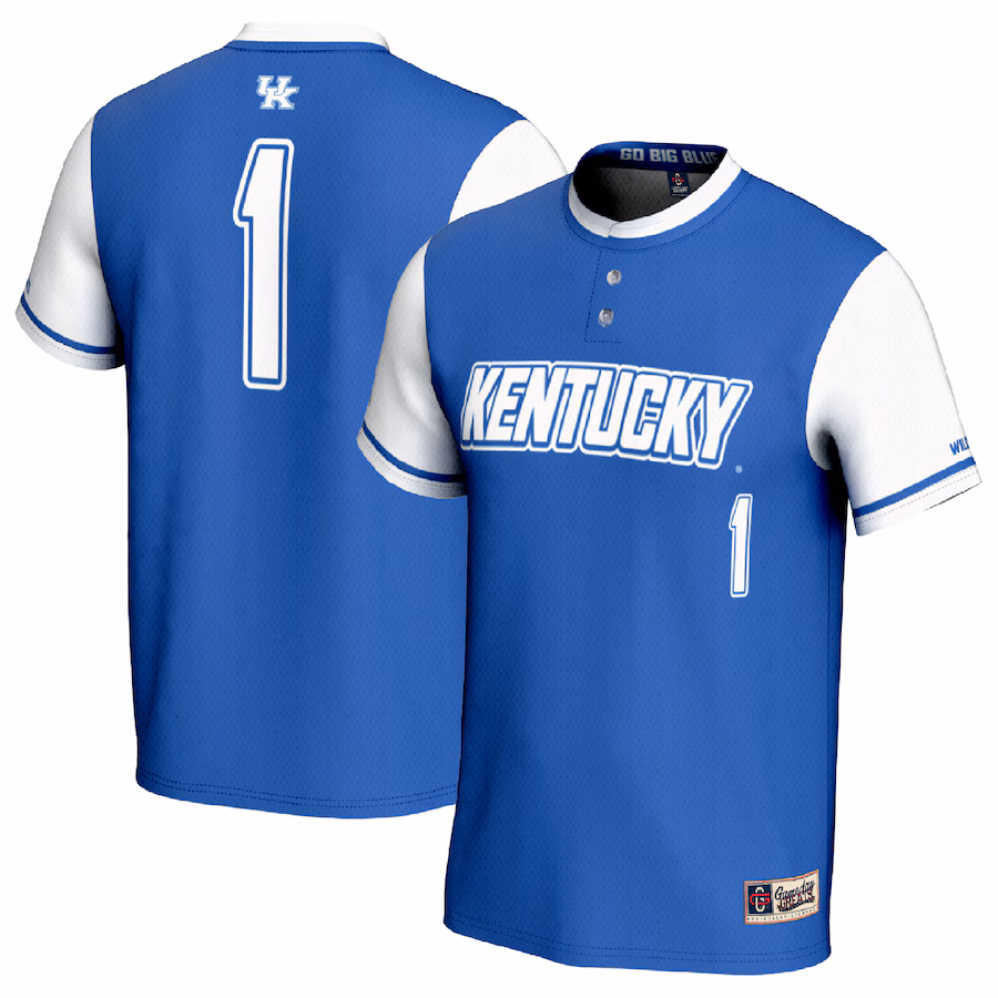 Youth GameDay Greats #1 Royal/White Kentucky Wildcats Lightweight Softball Fashion Jersey - Puhuasuan