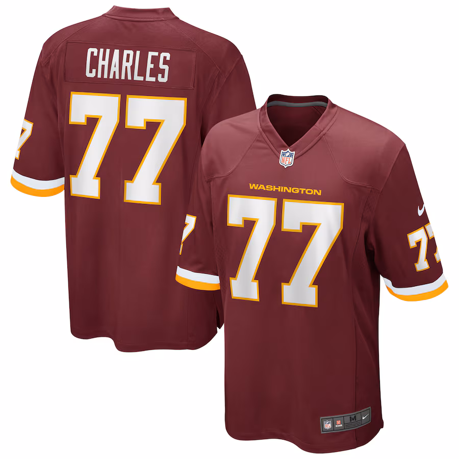 Men's Nike Saahdiq Charles Washington Football Team Burgundy Game Player Jersey - Puhuasuan