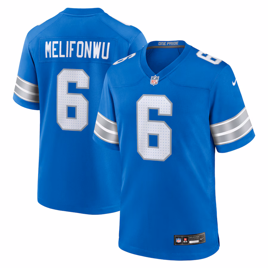 Men's Detroit Lions Ifeatu Melifonwu Nike Blue Team Game Jersey - Puhuasuan
