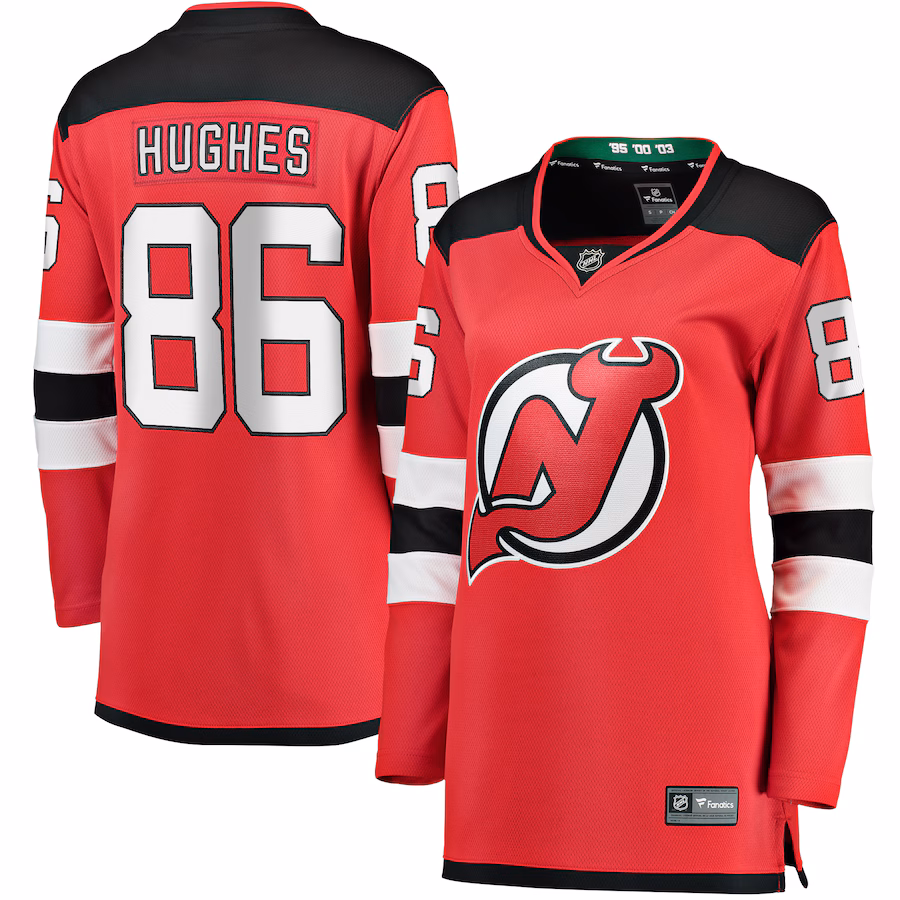 Women's New Jersey Devils Jack Hughes Fanatics Red Home Breakaway Jersey - Puhuasuan
