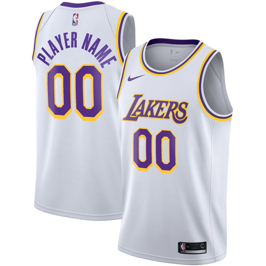 Men's Los Angeles Lakers Nike White 2020/21 Swingman Custom Jersey - Association Edition - Puhuasuan