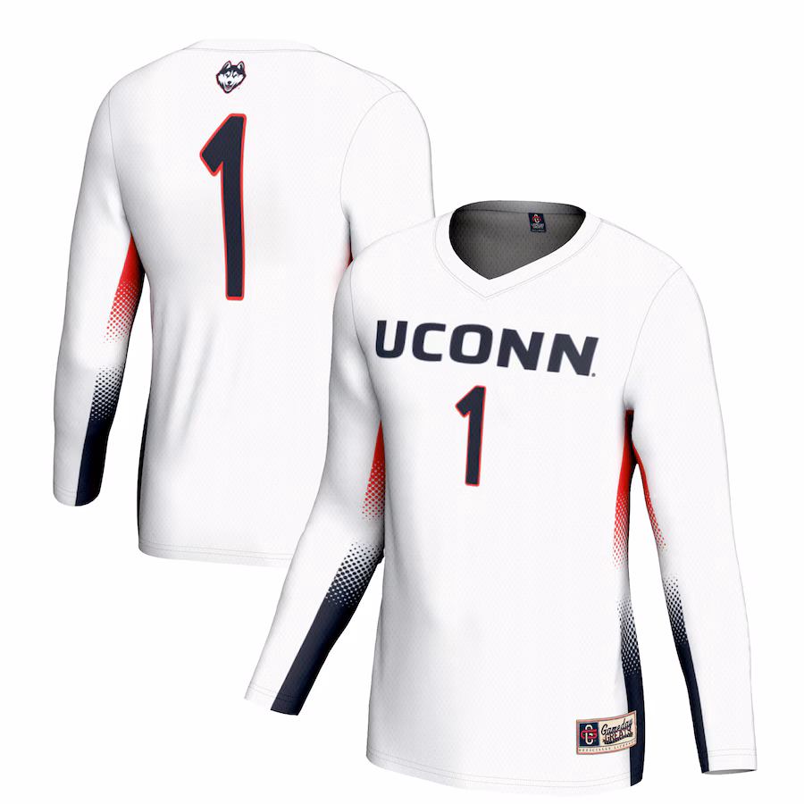 Unisex GameDay Greats #1 White UConn Huskies Lightweight Volleyball Jersey - Puhuasuan