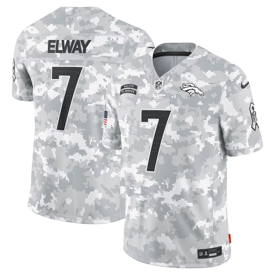 Men's Denver Broncos John Elway Nike Arctic Camo 2024 Salute to Service Retired Player Limited Jersey - Puhuasuan