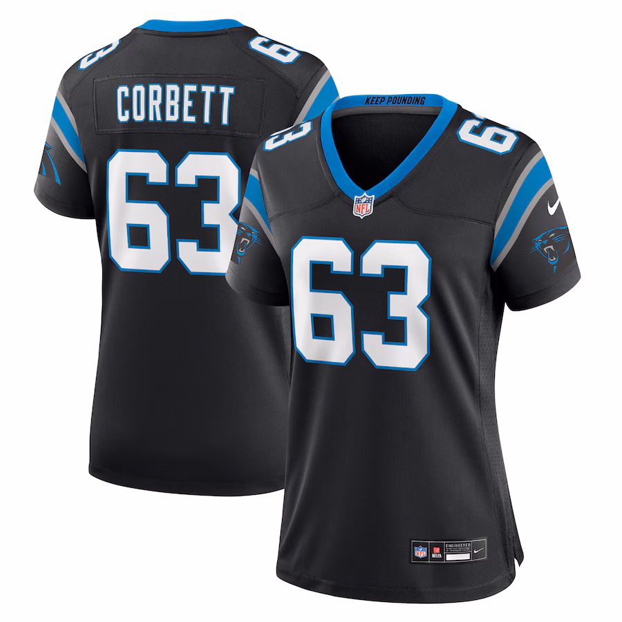 Women's Carolina Panthers Austin Corbett Nike Black Team Game Jersey - Puhuasuan