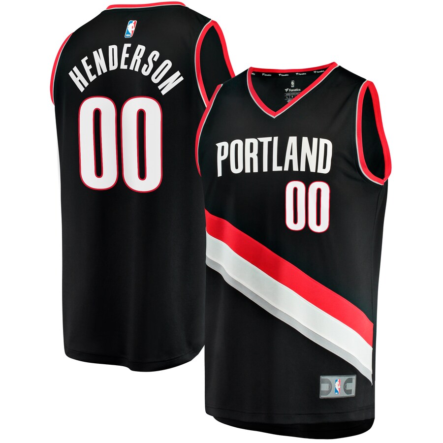 Men's Portland Trail Blazers Scoot Henderson Fanatics Black  Fast Break Replica Jersey - Icon Edition - Puhuasuan