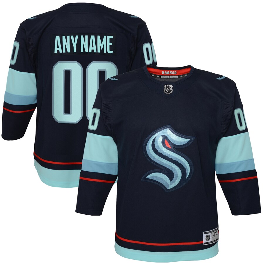 Youth Seattle Kraken Navy Home Premier Custom Jersey - Puhuasuan
