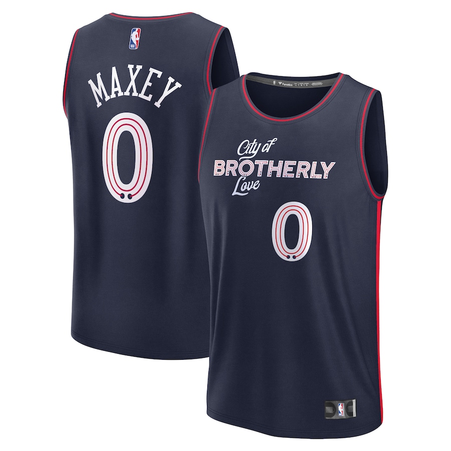 Men's Philadelphia 76ers Tyrese Maxey Fanatics Navy Fast Break Jersey - City Edition - Puhuasuan