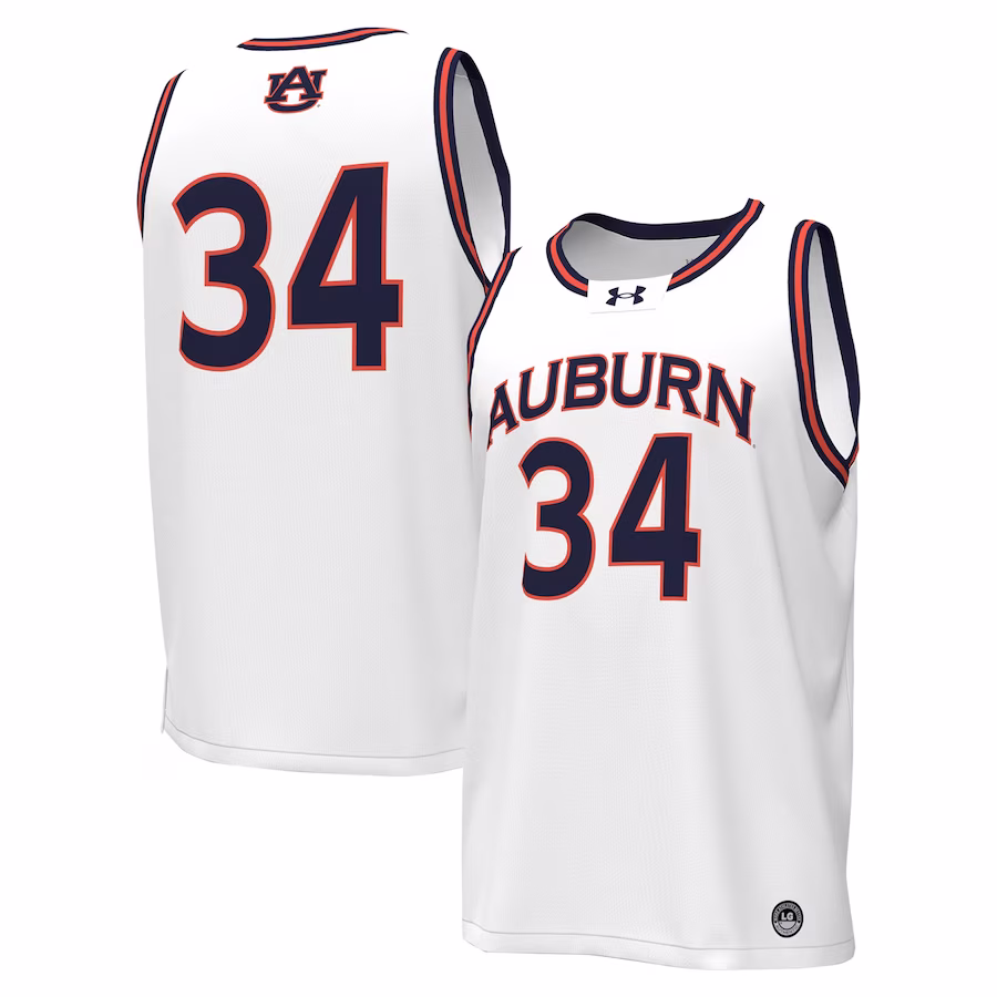 #34 Auburn Tigers Under Armour Replica Basketball Jersey - White - Puhuasuan