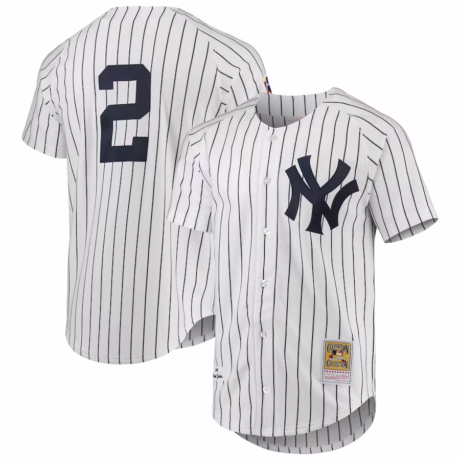 Men's New York Yankees Derek Jeter Mitchell & Ness White 1997 Cooperstown Collection Authentic Jersey - Puhuasuan