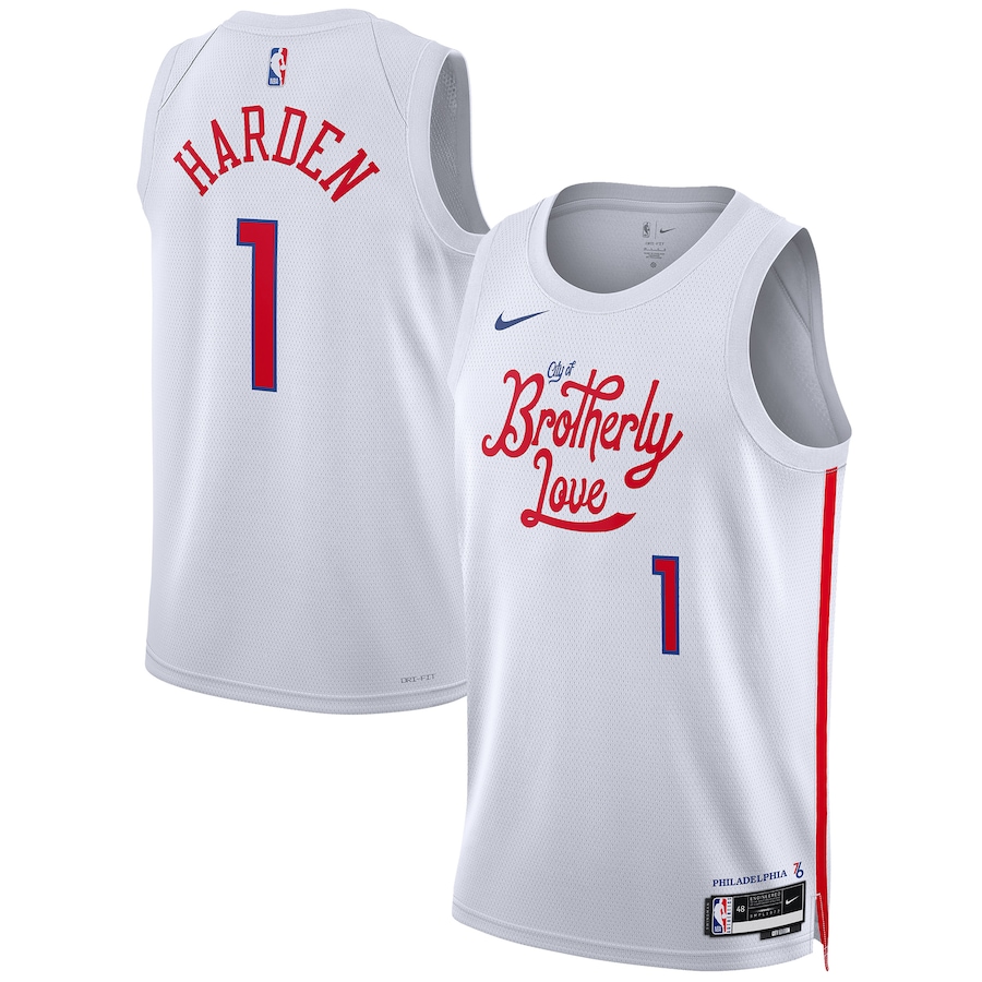Unisex Philadelphia 76ers James Harden Nike White 2022/23 Swingman Jersey - City Edition - Puhuasuan
