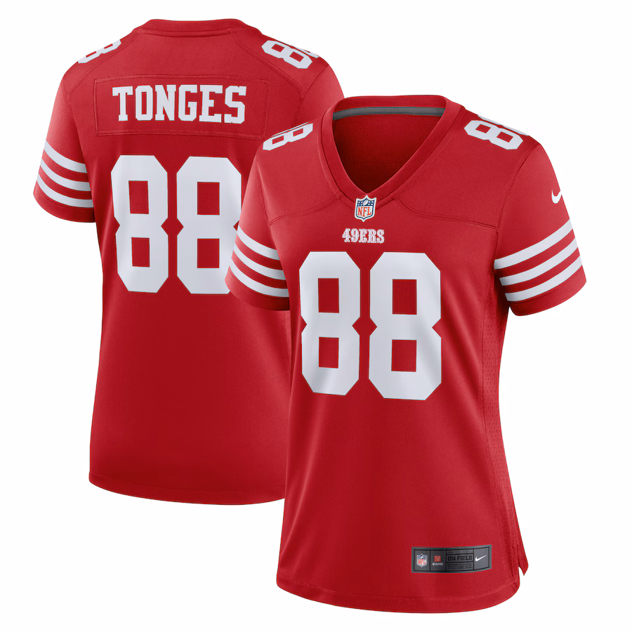 Women's San Francisco 49ers Jake Tonges Nike  Scarlet Team Game Jersey - Puhuasuan