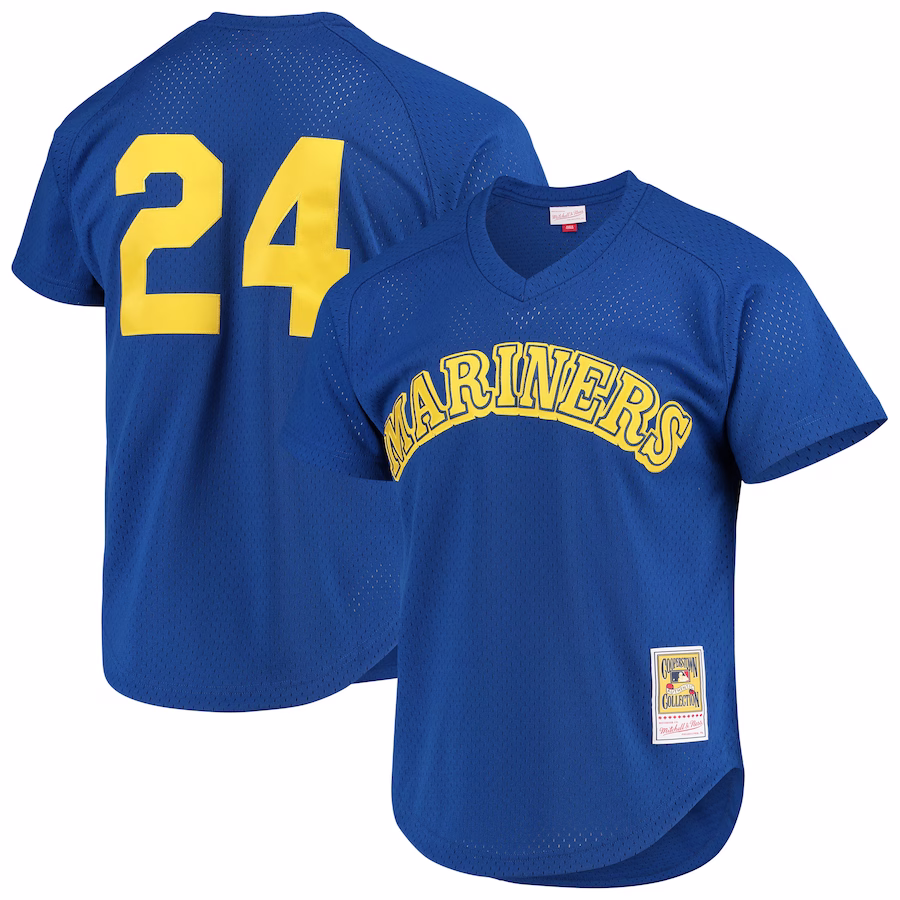 Men's Seattle Mariners Ken Griffey Jr. Mitchell & Ness Royal Cooperstown Mesh Batting Practice Jersey - Puhuasuan