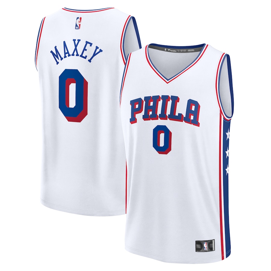 Men's Philadelphia 76ers Tyrese Maxey Fanatics White Fast Break Replica Player Jersey - Association Edition - Puhuasuan