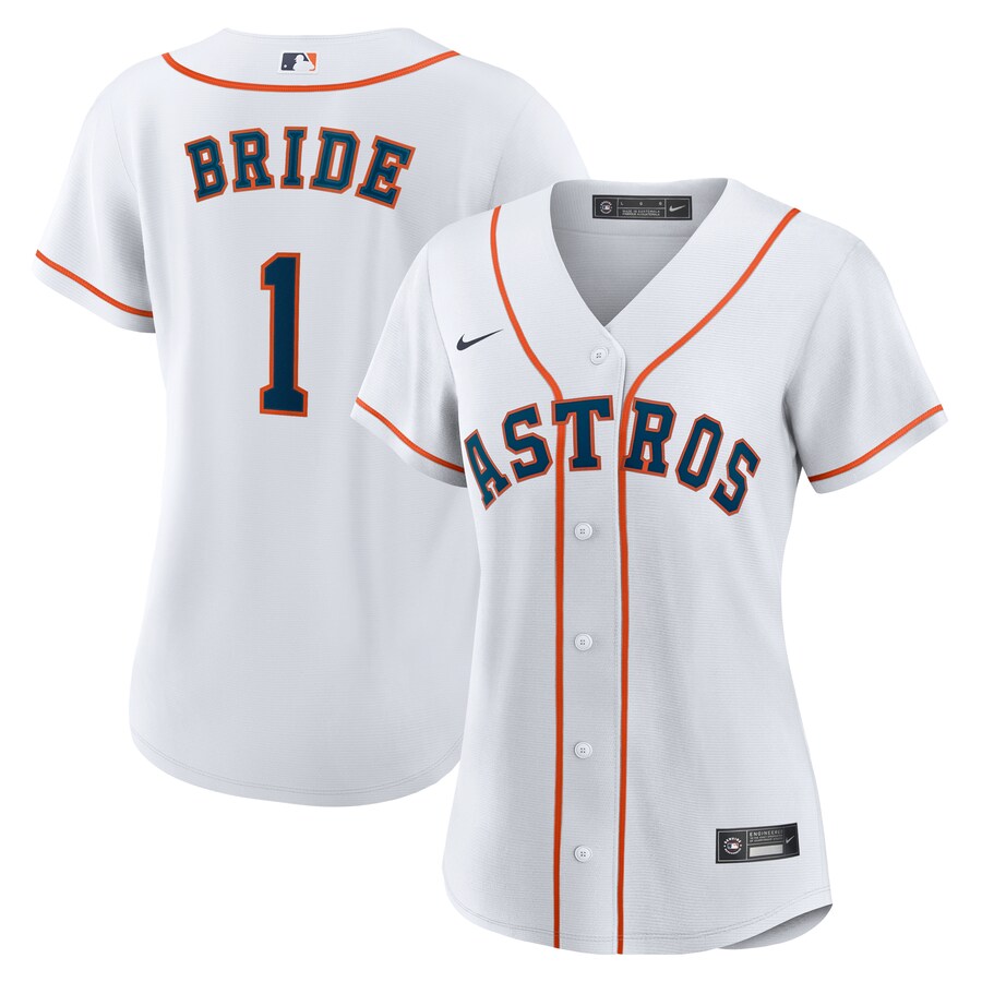 Women's Houston Astros Nike White #1 Bride Home Replica Jersey - Puhuasuan